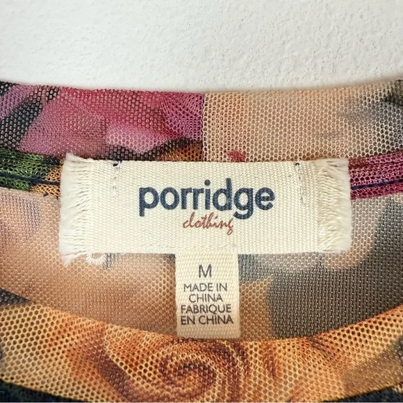 Anthropologie Porridge Kona Mock Neck Floral Mesh Long Sleeve Shirt Size Medium - Picture 9 of 12